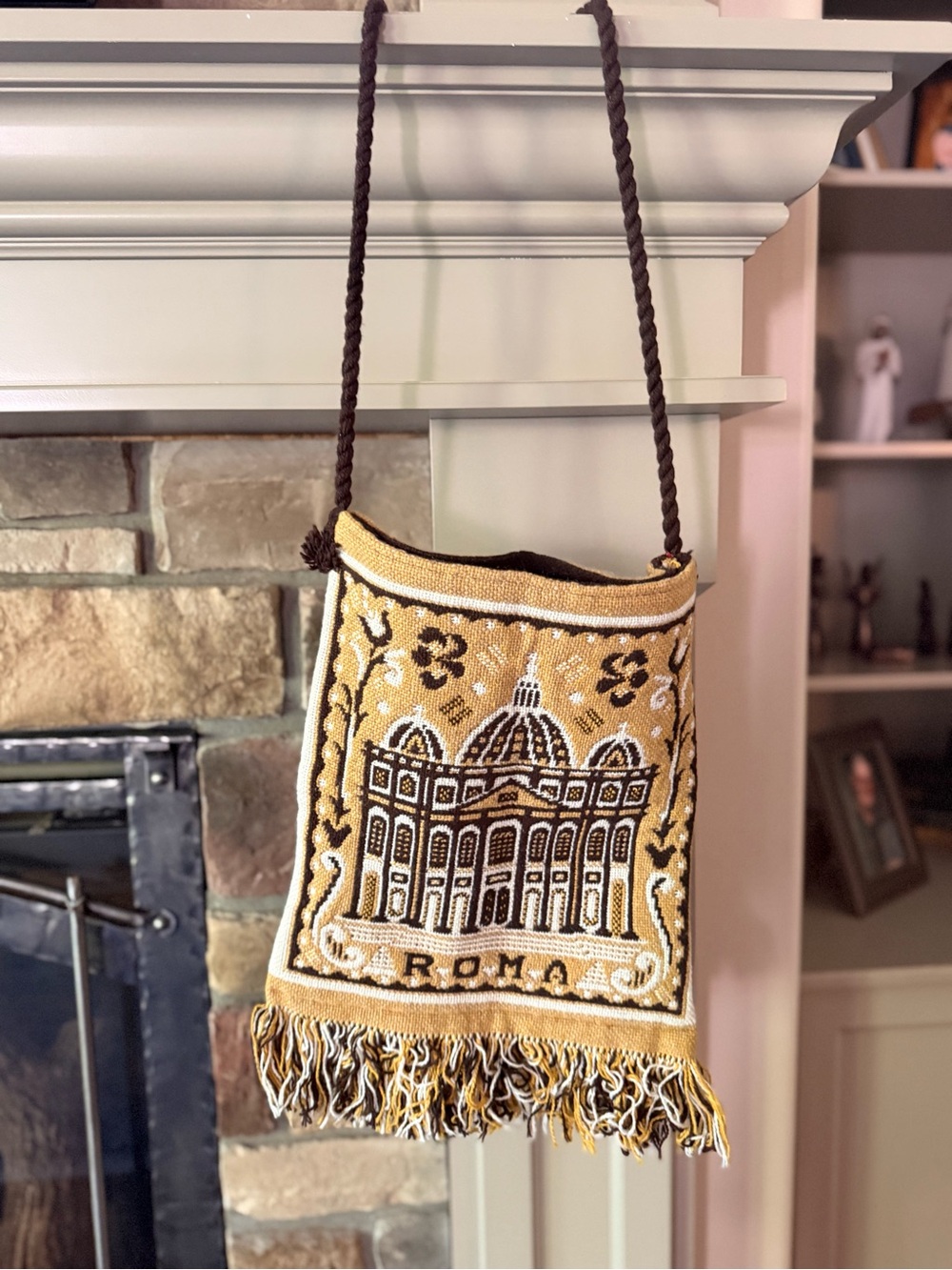 Rome Italy Woven Tapestry Crossbody Bag St. Peter’s Basilica Fringe
